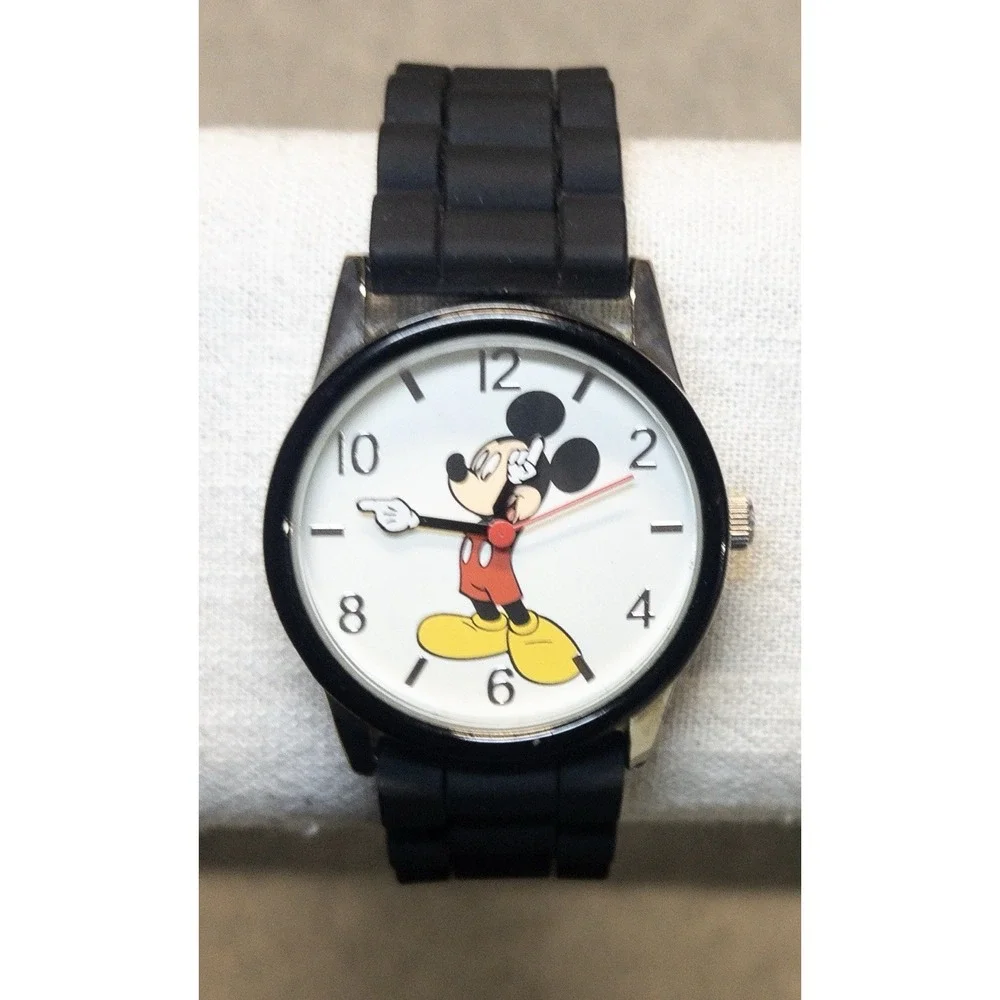 Disney Mickey Mouse 36mm Quartz Watch MCK862‎ Black 19mm Silicone Band